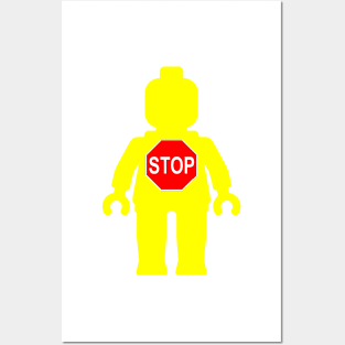 Minifig with Stop Sign Posters and Art